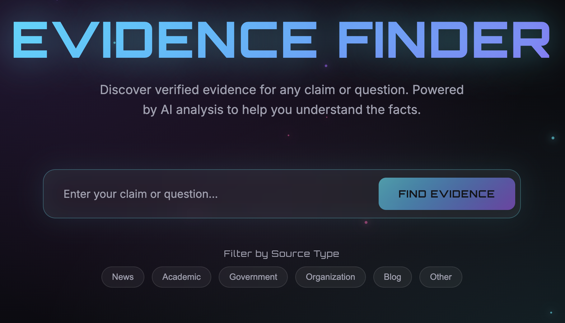 Evidence Finder research tool